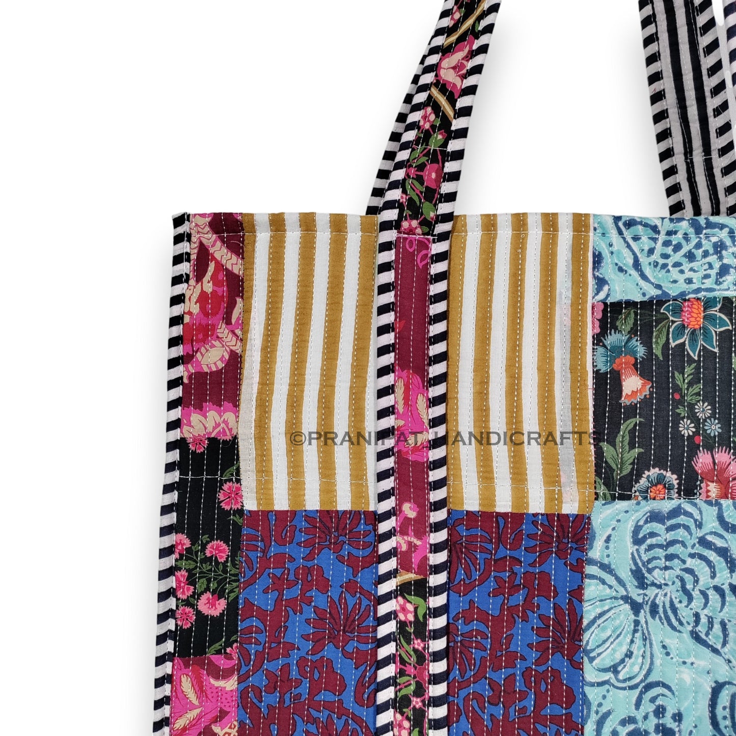 Women Cotton Quilted Bag Shoulder Beach Travel Tote Bag - Handicraft Trend